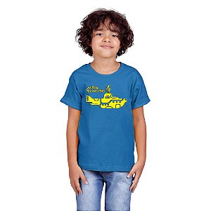 Camiseta Infantil Submarino Amarelo Azul Royal.