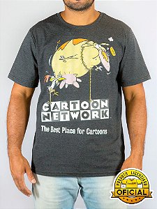 Camiseta Cartoon Network Vaca e Frango Grafite Mescla