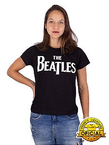 Camiseta Feminina Beatles Logo Preta