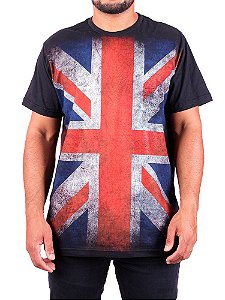 Camiseta Bandeira Reino Unido Full Preta.