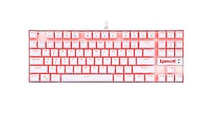 Teclado Gamer Mecânico Redragon Kumara Branco, LED Vermelho, Switch Red