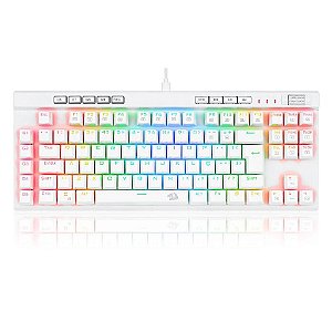 Teclado Gamer Mecânico Redragon Magic-Wand Pro Branco, RGB, Switch Optical Red, ABNT2