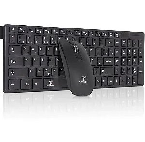 Kit Teclado + Mouse Kapbom KA-666, Wireless, ABNT2, Preto