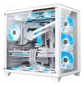 Gabinete Gamer Kmex Space Cg-w2r4, Frontal E Lateral Em Vidro, Branco
