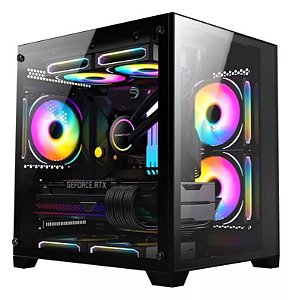 Gabinete Gamer Kmex SpaceY Cg-413A, Frontal E Lateral Em Vidro, Preto