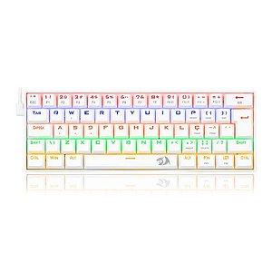Teclado Gamer Mecânico Redragon Dragonborn 60% Branco, RGB, Switch Red
