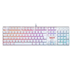 Teclado Gamer Mecânico Redragon Mitra Branco, RGB, Swich Brown, ABNT2