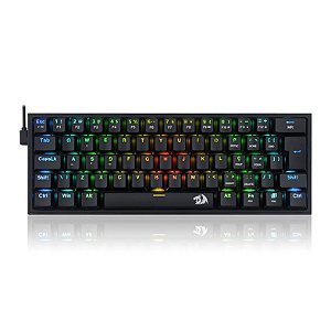 Teclado Gamer Mecânico Redragon Fizz 60%, RGB, Switch Brown