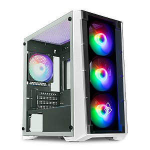 Gabinete Gamer Ward C/ 4 Fans, Mid-Tower, Lateral Vidro, Branco