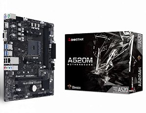 Placa Mãe Biostar A520MT, Chipset A520, AMD AM4, mATX, DDR4