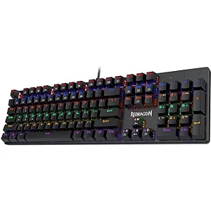 Teclado Gamer Mecânico Redragon Valheim, Preto, Rainbow, Switch Blue, ABNT2