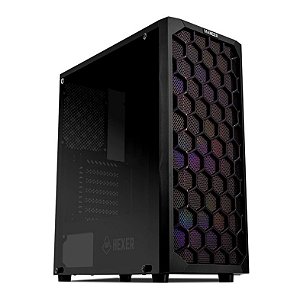 Gabinete Gamer Hexer C/ 3 Fans, Mid-Tower, Lateral de Vidro