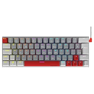 Teclado Gamer Mecânico PCYes Kuromori 60%, Led Rainbow, Switch Red, ABTN2