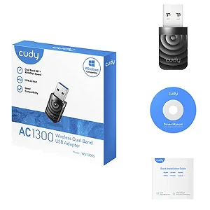 Adaptador Wireless USB Cudy AC1300 Dual Band 2.4ghz(400Mbps) E 5ghz(867Mbps)