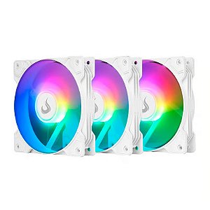 Kit Cooler Risemode X ARGB*, 3 fans, Rainbow, 120mm, Branco
