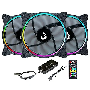 Kit Cooler Risemode Laser, 3 fans, ARGB, 120mm, Preto