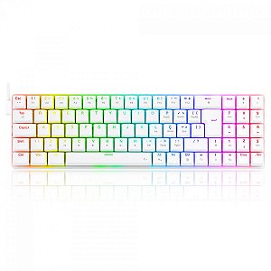 Teclado Gamer Mecânico Redragon Ashe, RGB, Switch Red, Branco