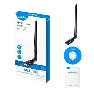Adaptador Wireless USB Cudy AC1300 com antena Dual Band 2.4ghz(400Mbps) E 5ghz(867Mbps)