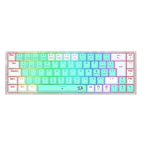 Teclado Gamer Mecânico Redragon Castor Pro Wireless, RGB, Switch Gentle Lime, Ciano/Branco/Transparente