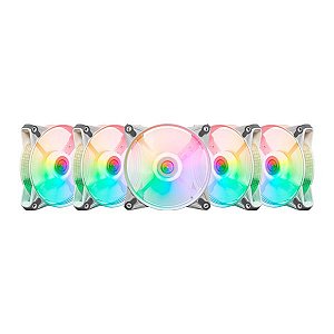 Kit Cooler TGT Humber, 5 fans, Com Controladora, ARGB, 120mm, Branco