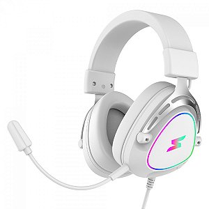 Headset Gamer Super Sound, Surround 7.1, Drivers de 50mm, RGB, USB, Branco