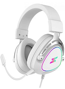 Headset Gamer Super Sound, Surround 7.1, Drivers de 50mm, RGB, USB, Branco