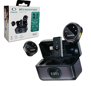 Microfone de Lapela Sem Fio Duplo Onistek ON-MC836, Tipo-C, Preto