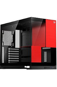 Gabinete Gamer Redragon Eternal, Frontal E Lateral Em Vidro, Preto e Vermelho