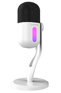 Microfone PCYes Volini White Ghost, RGB, USB, Branco