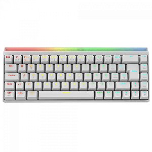 Teclado Gamer Mecânico PCYes Shiyan White Ghost 65%, Led Rainbow, Switch Outemu Red, ABTN2, Branco