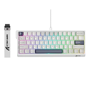 Teclado Gamer Magnético Attack Shark X60 HE, Rapid Trigger, 8000Hz, 0.01ms, Backlit RGB, Starlight White