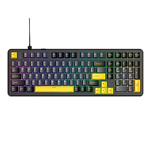 Teclado Gamer Mecânico Attack Shark X98, Switch Linear Blueberry, Backlit RGB, Star Black, Preto/Azul