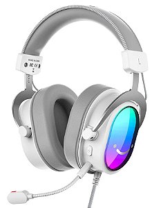Headset Gamer Fifine H16, Som Surround 7.1, Microfone com Cancelamento de Ruído, USB, RGB, Branco