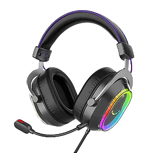 Headset Gamer Fifine H13, Som Surround 7.1, USB, RGB, Preto