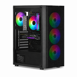 Gabinete Gamer Liketec Hurricane, C/ 3 Fans, Mid-Tower, Lateral Vidro, Preto