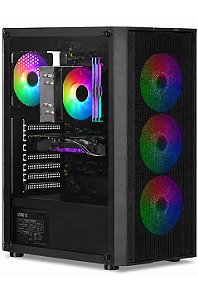 Gabinete Gamer Liketec Hurricane, C/ 3 Fans, Mid-Tower, Lateral Vidro, Preto