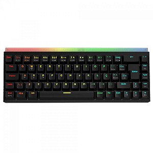 Teclado Gamer Mecânico PCYes Shiyan Black Vulcan 65%, Led Rainbow, Switch Outemu Red, ABTN2, Preto