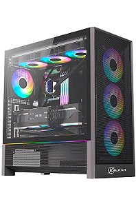 Gabinete Kalkan Hakon Pro, Mid Tower, Lateral de Vidro, Preto
