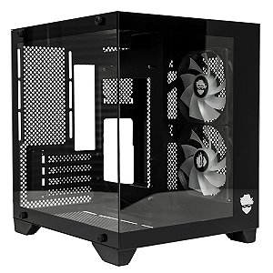 Gabinete Gamer Ninja Akyra X2, Mini-Tower, Lateral De Vidro, Com 2 Fans, Preto