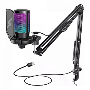 Microfone Condensador Fifine Superframe + Braço Articulado SFM1, USB, RGB