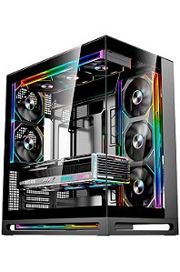 Gabinete Gamer Liketec Cygnus Dark, Mid-Tower, Lateral De Vidro, Preto