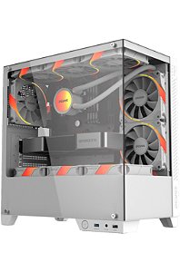 Gabinete Gamer Pcyes Forcefield Twr White Ghost, Frontal E Lateral Em Vidro