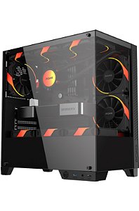 Gabinete Gamer Pcyes Forcefield Twr Black Vulcan, Frontal E Lateral Em Vidro