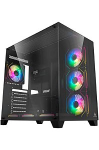 Gabinete Gamer Acegeek Mercury R425, Frontal E Lateral Em Vidro, Preto