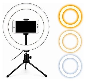 Ring Light 8",  com Tripé De Mesa, 3 Modos De Cor, Oberon OR-PL812
