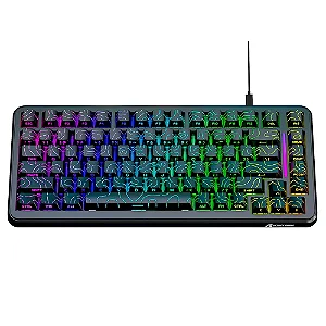 Teclado Gamer Magnético Attack Shark X82 HE 75%, Rapid Trigger, 8000Hz, 0.01ms, Backlit RGB, Preto e Cinza