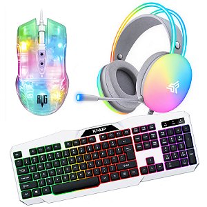 Combo Gamer Teclado Knup TE119 Branco + Headset Onistek FN635 Branco + Mouse Revenger Tiger 003 RGB 3600DPI