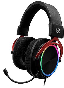 Headset Gamer TGT UAV-9, LED Rainbow, Estrutura Alumínio, Microfone Removível, Almofadas Tecido, Preto