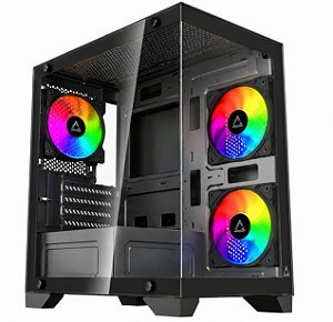 Gabinete Gamer Gstorm Raider, C/ 3 Fans, Mid-Tower, Lateral Vidro, Preto
