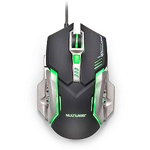 Mouse Gamer Multilaser Warrior MO269, 2400DPI, Preto e Grafite